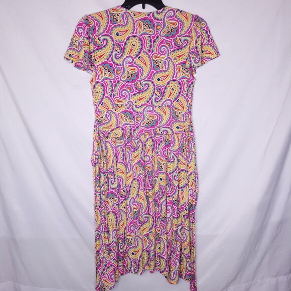 Boden Dress 6P Paisely Pink, Yellow Faux Wrap Evangeline Waist Tie AOP - Picture 6 of 12